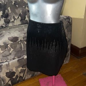 Express Black sequin stretch mini skirt.